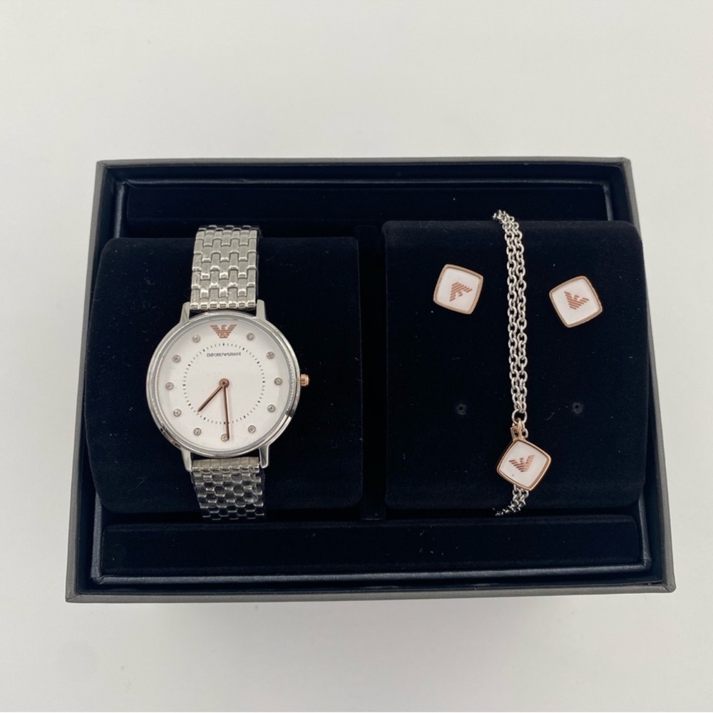 Emporio Armani Women's Two-Hand Silver-Tone Stainless Steel Watch